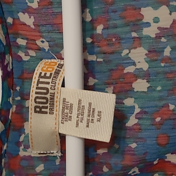 Blue Splatter Pattern Sheer Ruched Tank Top - Picture 4 of 5